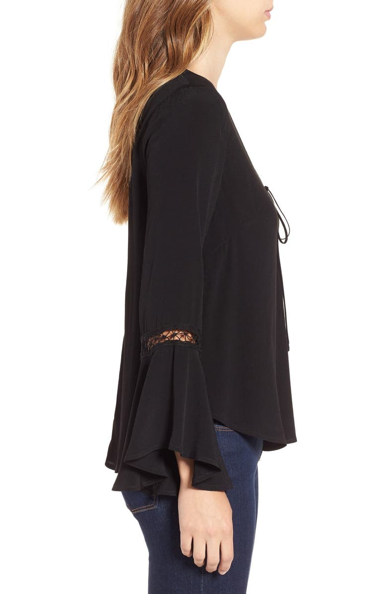 ASTR the Label ASTR Crochet Trim Bell Sleeve Top, Alternate, color, 