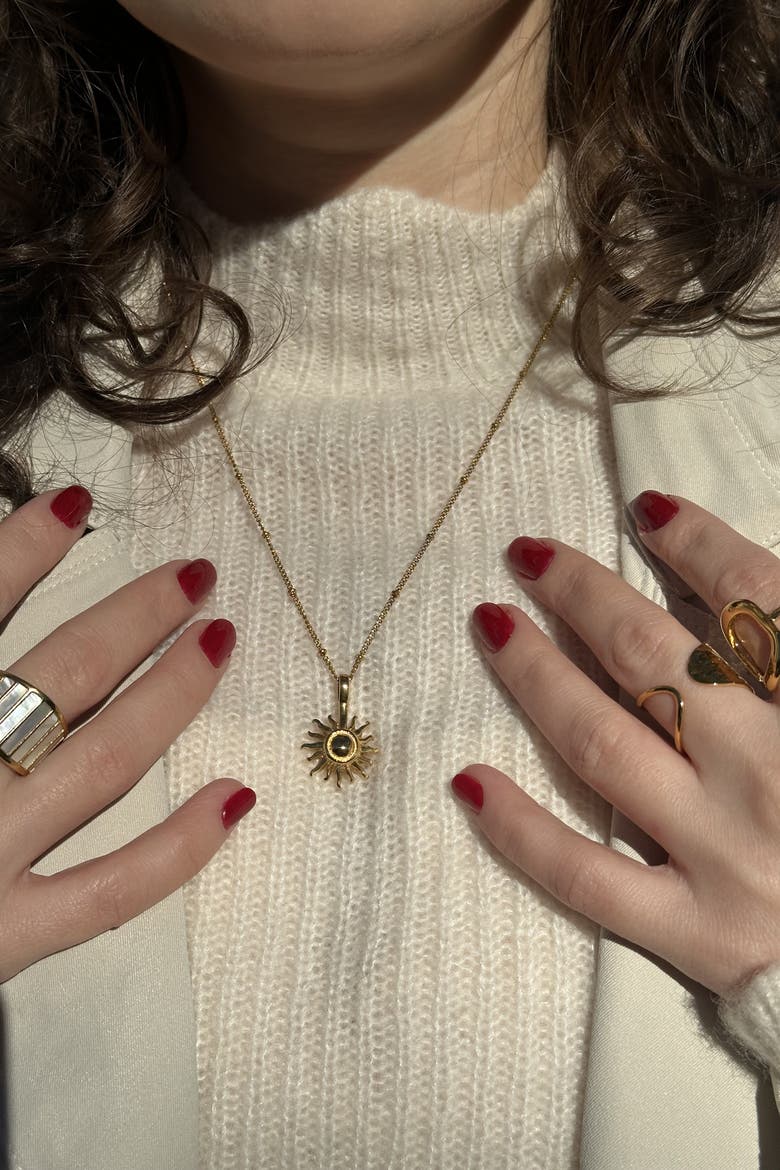 Lyra Sun Necklace, Alternate, color, Gold