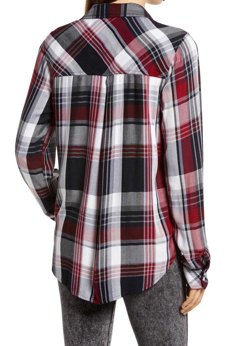 Ramy Plaid Button-Up Shirt, Alternate, color, NAVY PERI RED