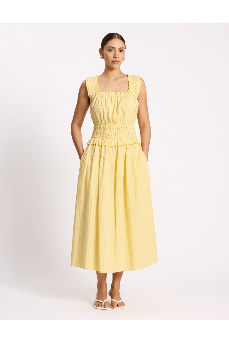 Seersucker Sleeveless Midi Dress, Main, color, Lemon