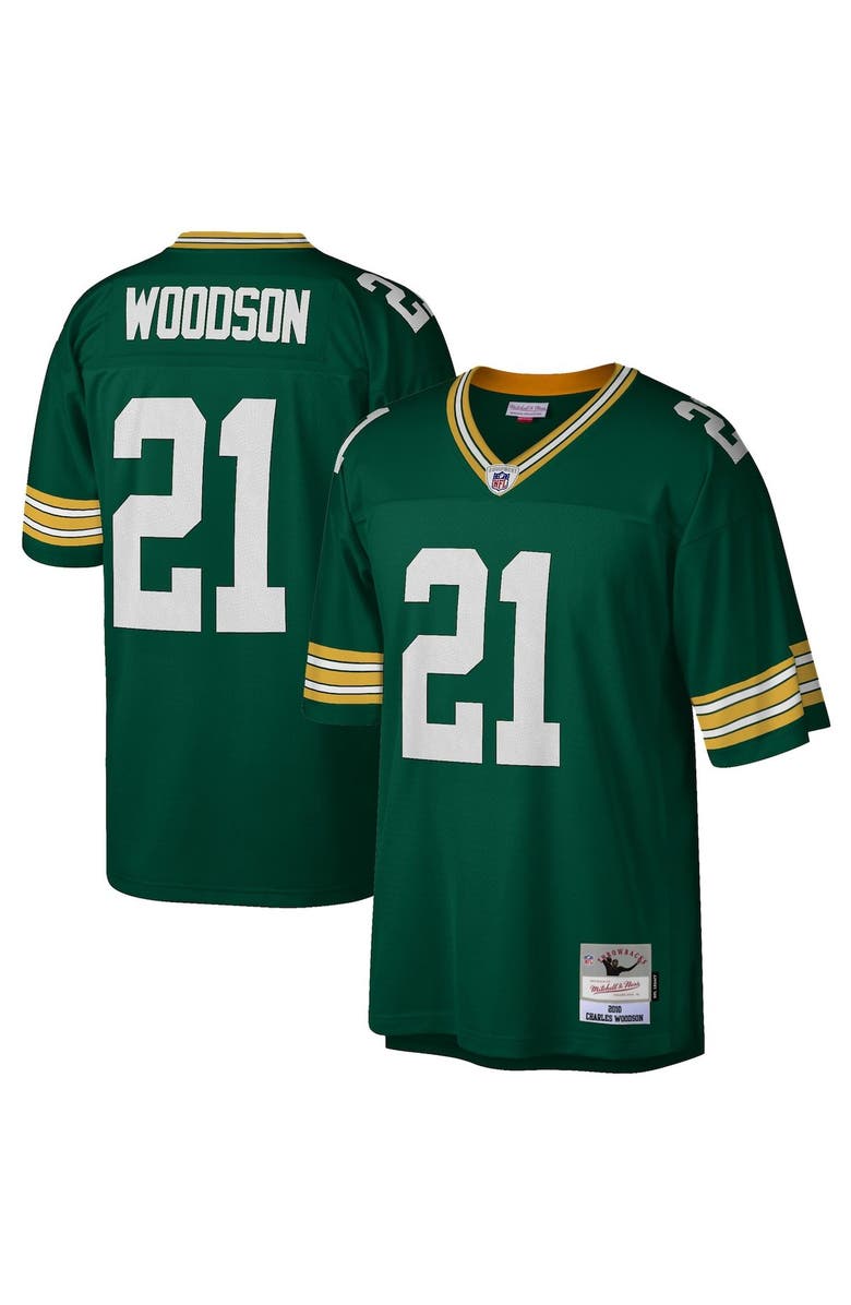 Mitchell & Ness Men's Mitchell & Ness Charles Woodson Green Green Bay Packers Legacy Replica Jersey, Main, color, Green