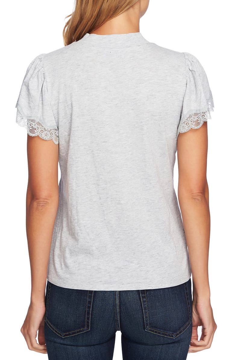 CeCe Mock Neck Knit & Lace Top, Alternate, color, 