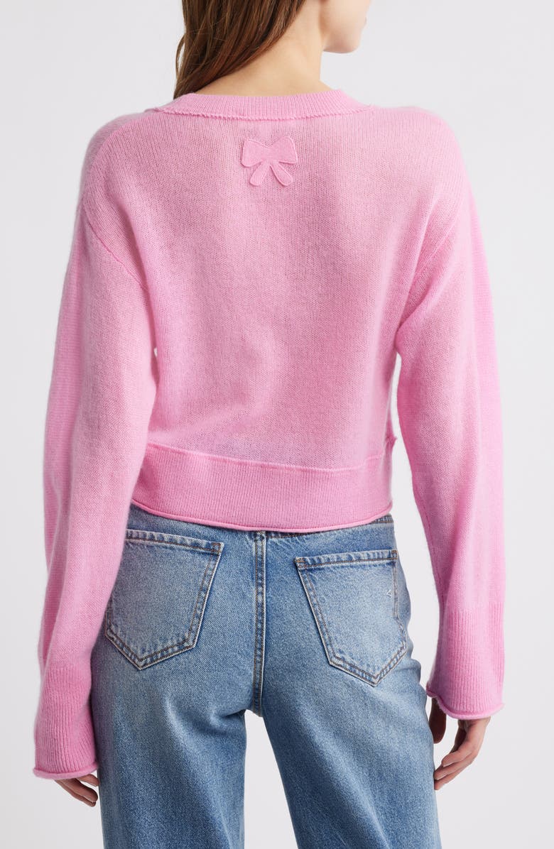 LoveShackFancy Lawrence Cashmere Crop Cardigan, Alternate, color, Sunset Pink