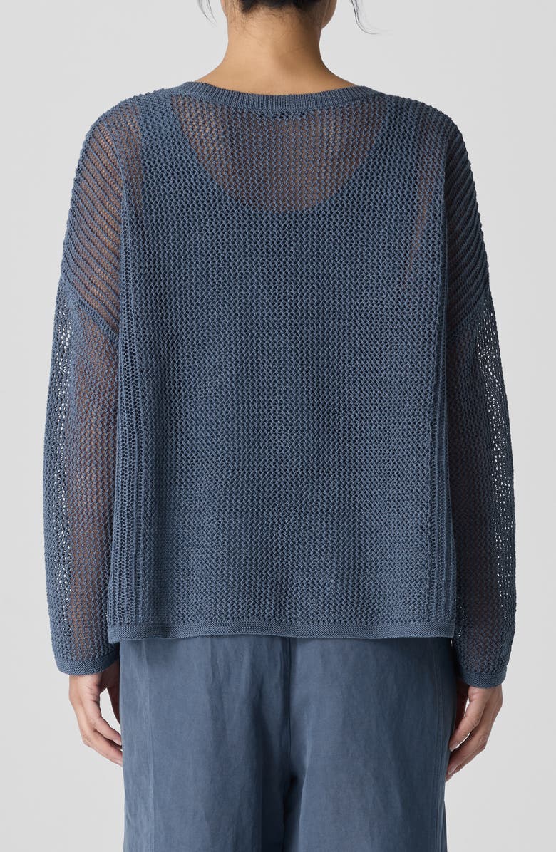 Eileen Fisher Open Stitch Organic Linen & Organic Cotton Sweater, Alternate, color, Eclipse