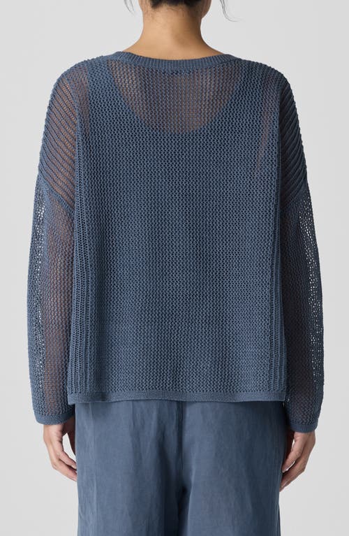 Eileen Fisher Open-knit Crewneck Sweater In Eclipse