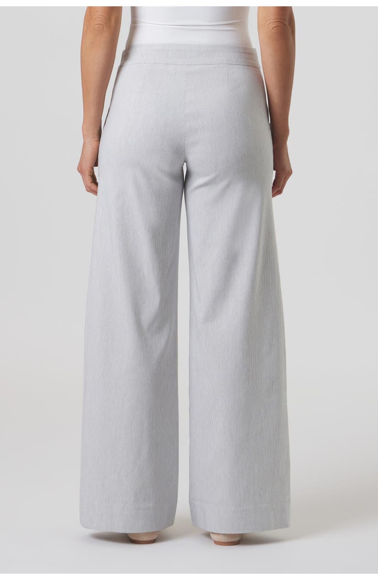 Franne Golde Mayfair Stretch Pinstripe Wide Leg Pant, Alternate, color, Coastal Grey Stripe