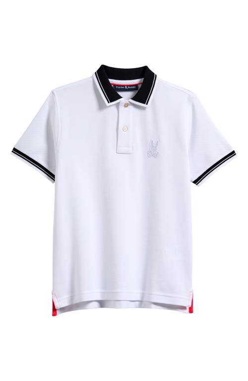 Psycho Bunny Kids' Oak City Piqué Polo In White