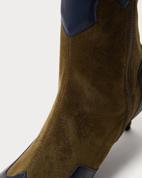 Weworewhat Kitten Heel Western Bootie In Mltry Olive/nvy