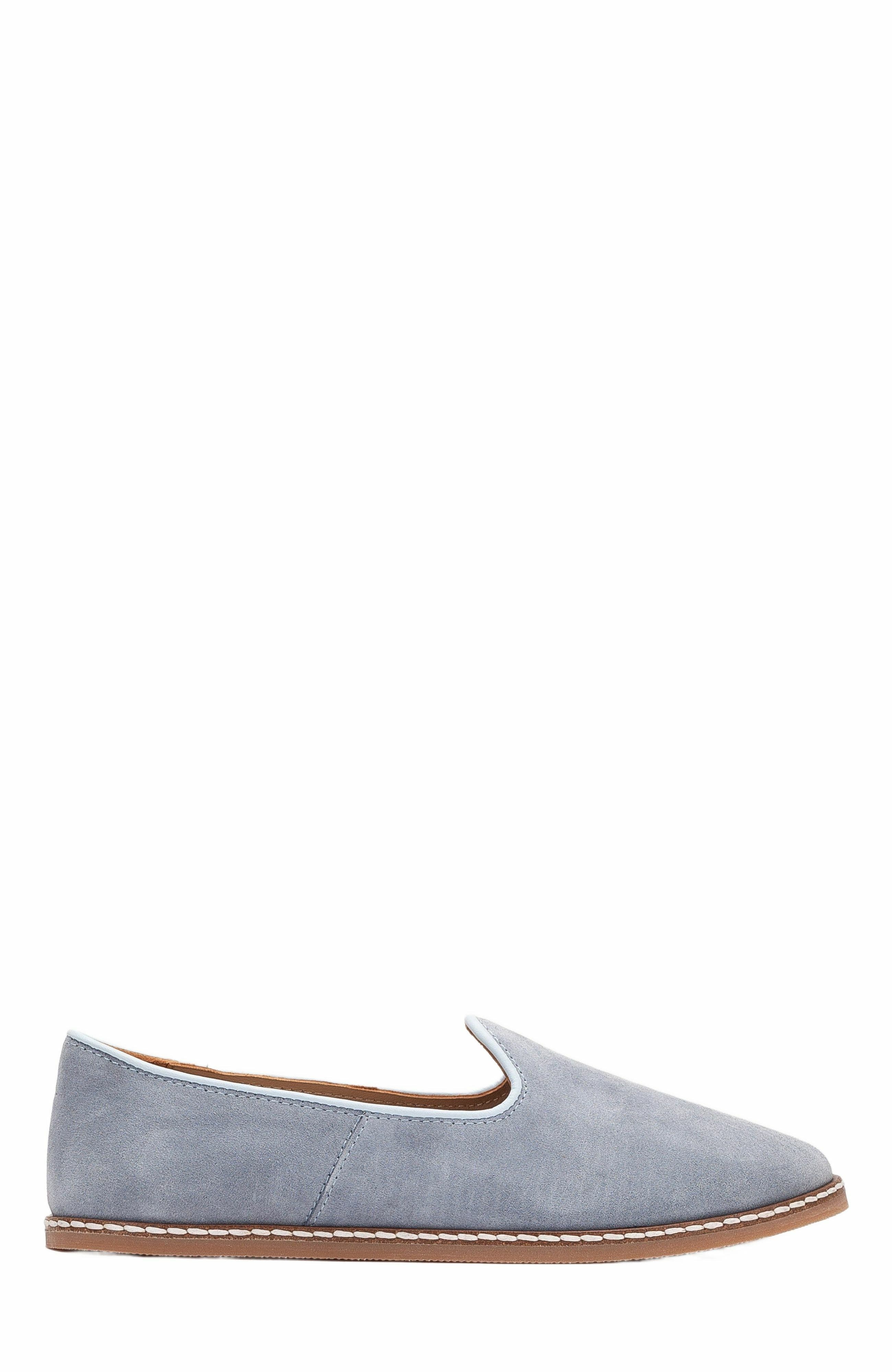 Istanbul Suede Leather Slip On Flats, Alternate, color, Dusty Blue Suede Leather