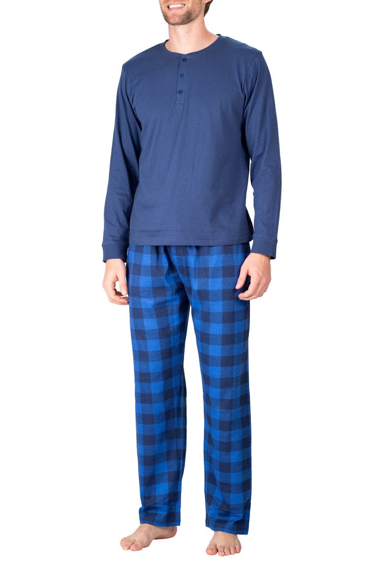 Knit Pajamas, Main, color, BLUE BUFFALO CHECK