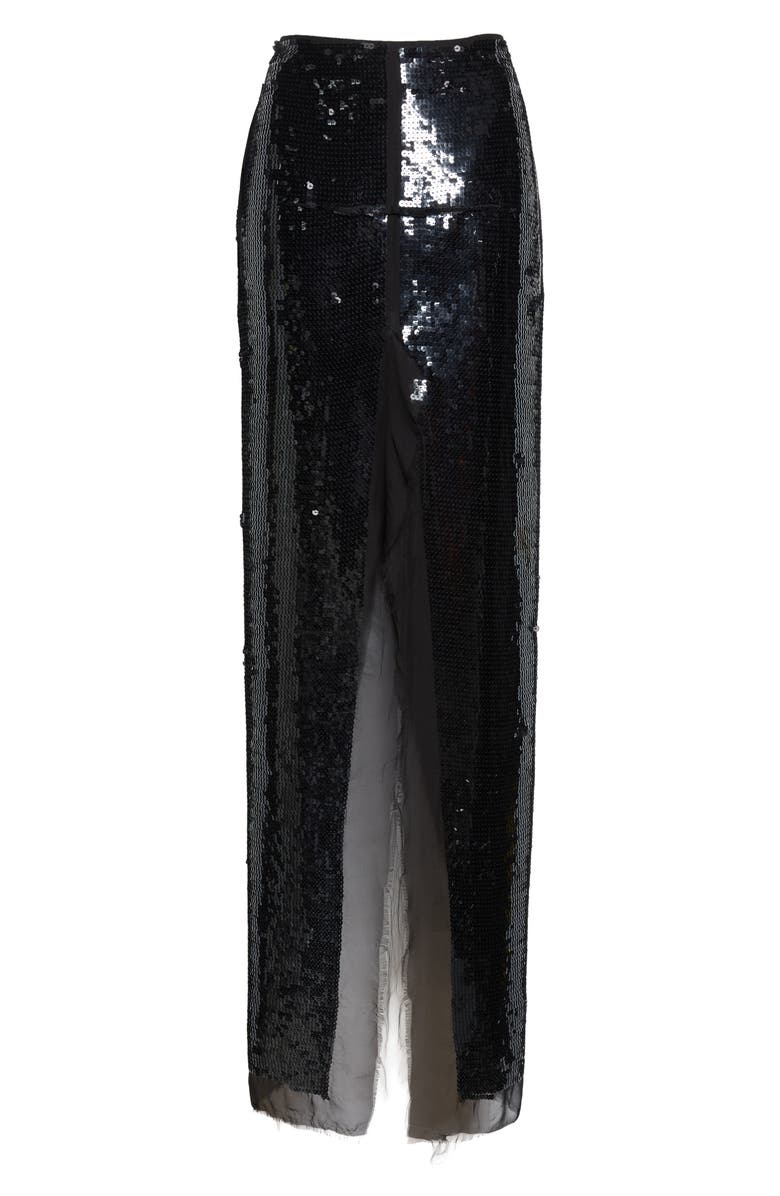 Rick Owens Concordians Sequin & Chiffon Sliced Skirt, Alternate, color, Black