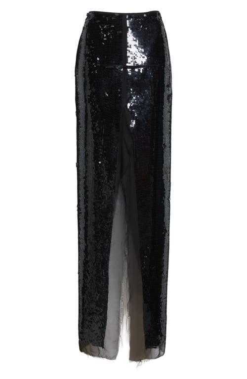 Rick Owens Concordians Sequin & Chiffon Sliced Skirt In Black