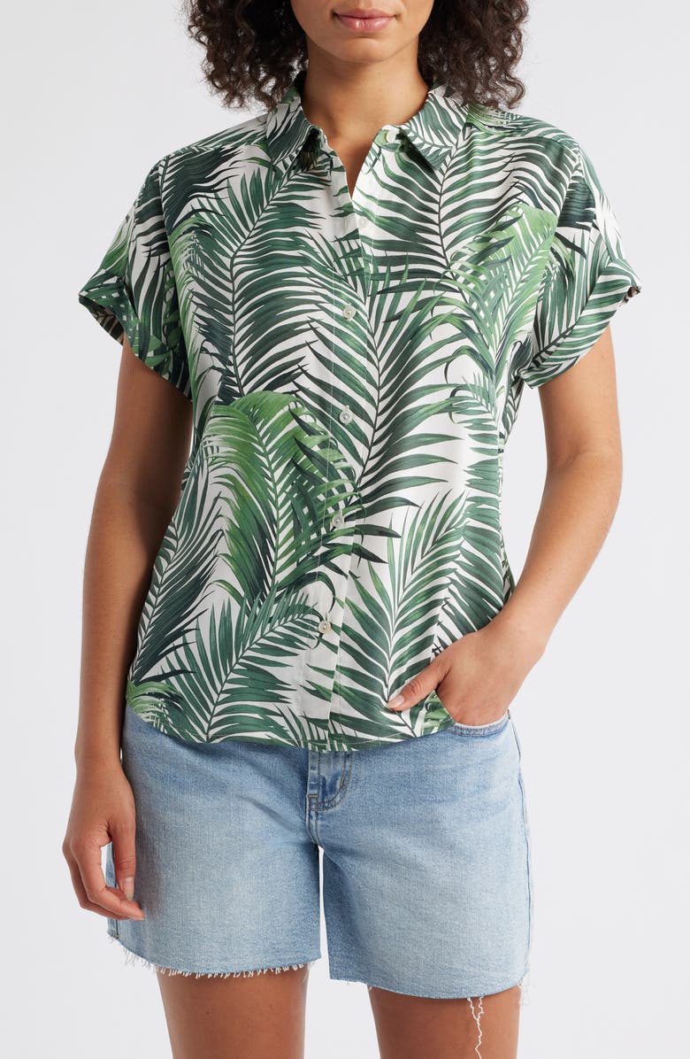 Tommy Bahama Leaf of Luxury Short Sleeve Silk Button-Up Shirt, Main, color,