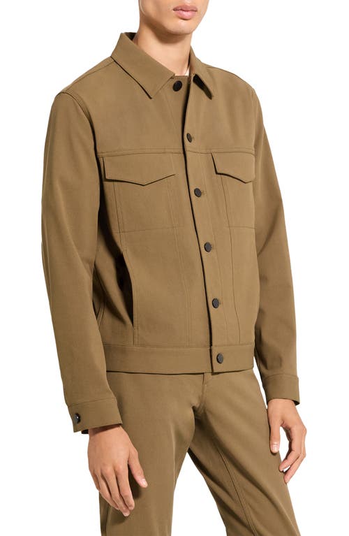 Theory River Cotton Blend Twill Trucker Jacket In Brown