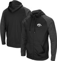 COLOSSEUM Men's Colosseum Black Iowa Hawkeyes Big & Tall Blackout Raglan Full-Zip Hoodie