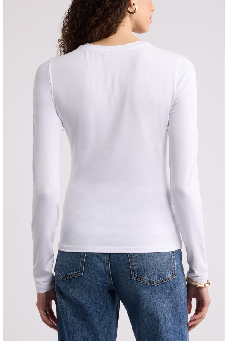 Pima Cotton & Tencel Modal Long Sleeve T-Shirt, Alternate, color, WHITE