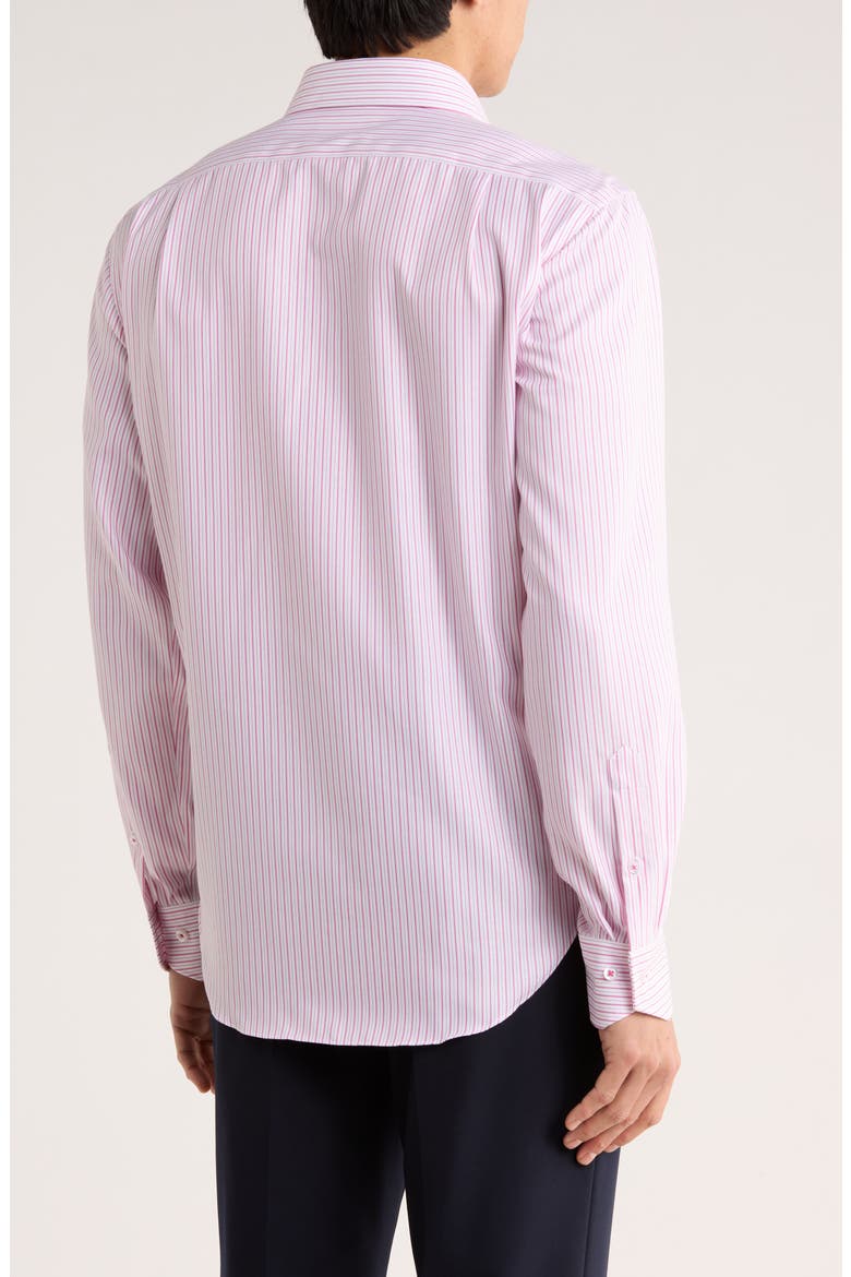 Trim Fit Textured Vertical Stripe Cotton Dress Shirt, Alternate, color, WHITE/ RED