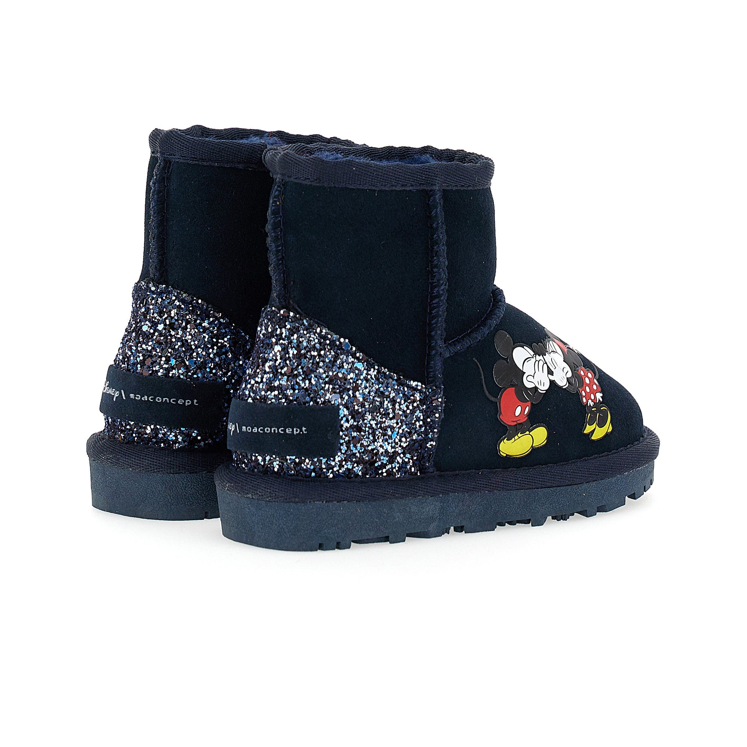 Master of Arts Mickey + Minnie Glitter Tab Winter Boots, Alternate, color, Navy