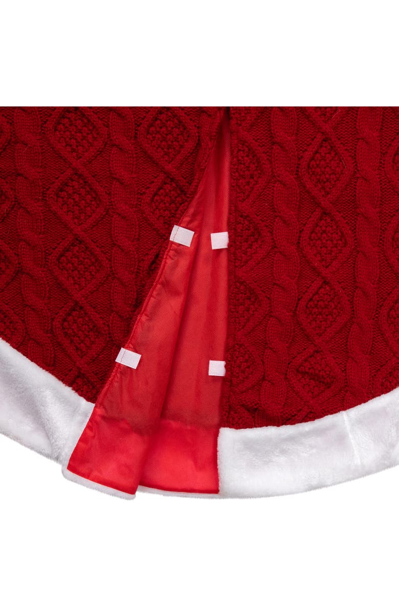 Northlight Cable Knit Christmas Tree Skirt - 48" - Red and White, Alternate, color, Red