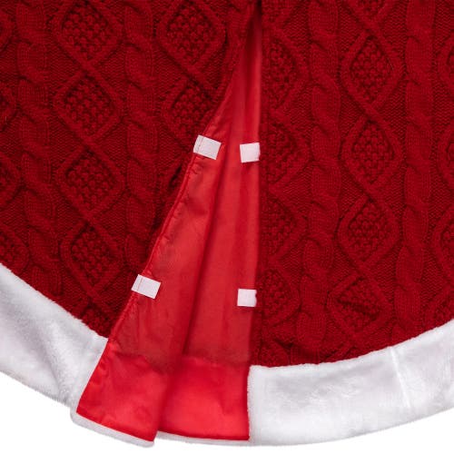 Northlight Cable Knit Christmas Tree Skirt In Red