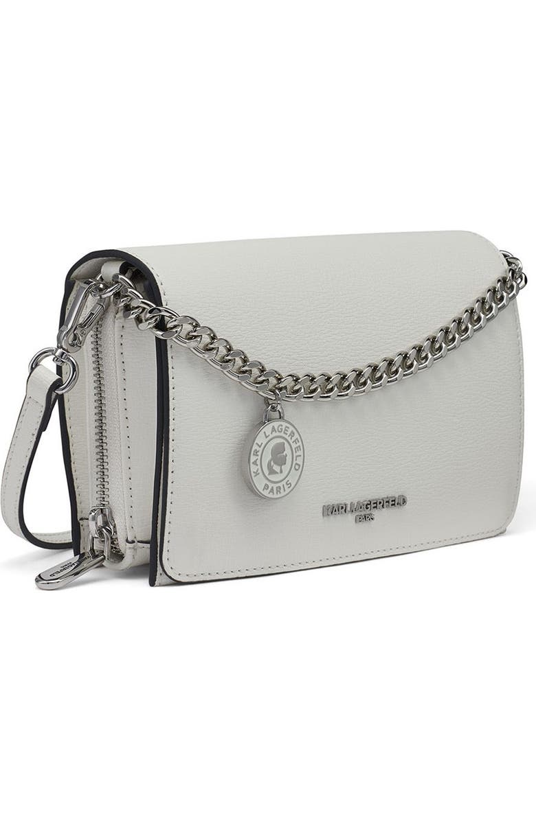 KARL LAGERFELD PARIS Lourdes Crossbody, Alternate, color, Winter White/Silver