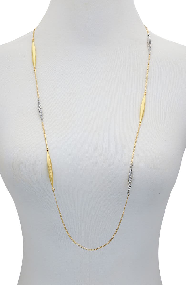 Vince Camuto Two-Tone Station Chain Long Necklace, Alternate, color, Gold Tone