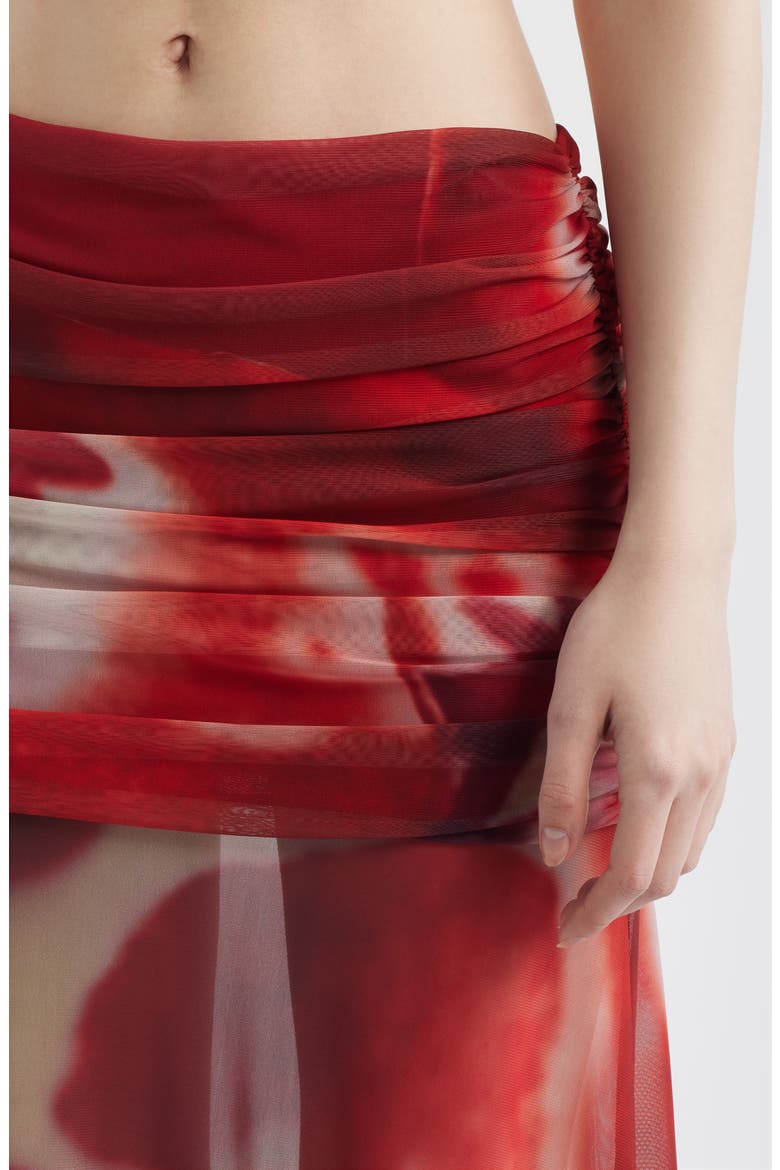 Susurro Print Ruched Mesh Maxi Skirt, Alternate, color, BLUSH