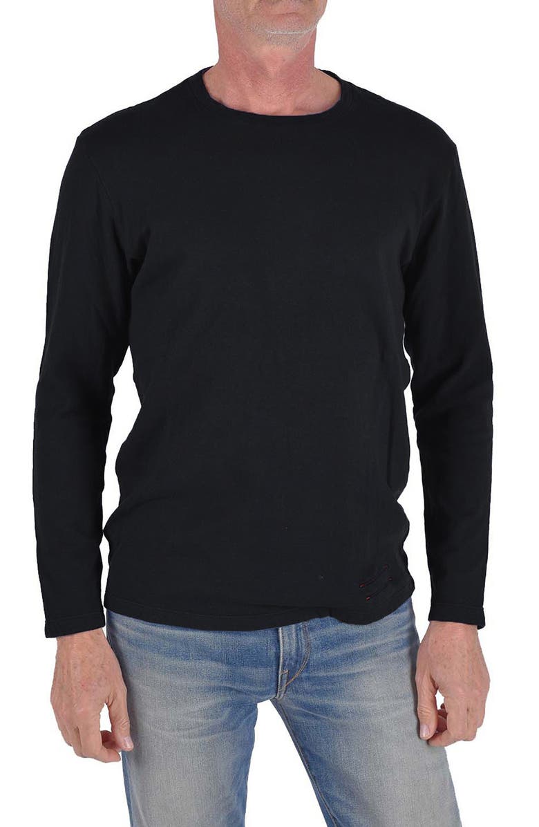 HIROSHI KATO The Drill Crewneck Long Sleeve T-Shirt, Main, color, Black