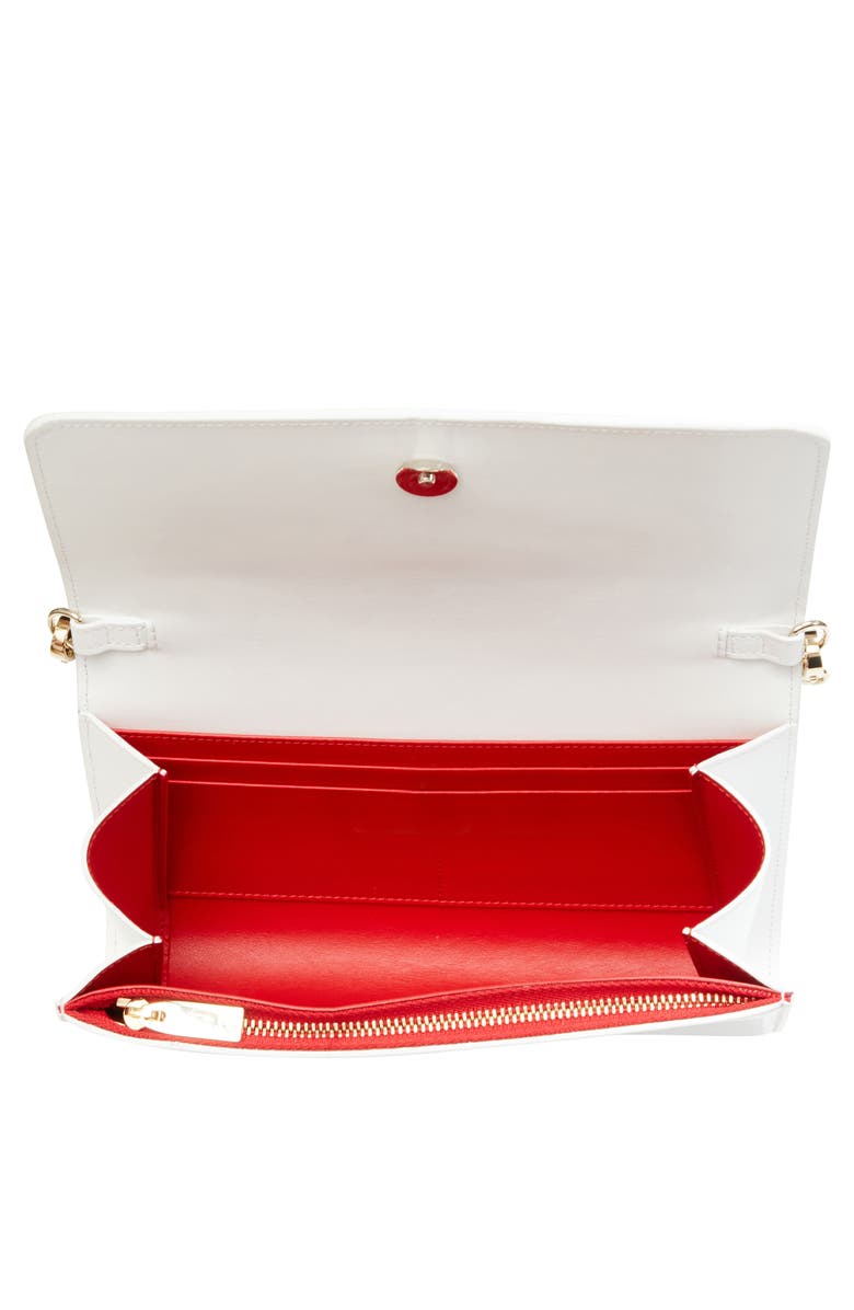 Christian Louboutin Loubi54 Naplak Leather Wallet on a Chain, Alternate, color, Bianco