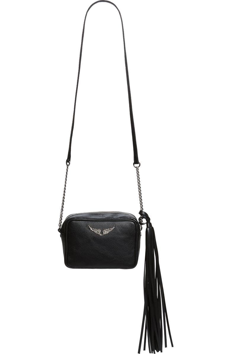 Zadig & Voltaire Boxy Extra Small Tassel Leather Crossbody Bag, Alternate, color,