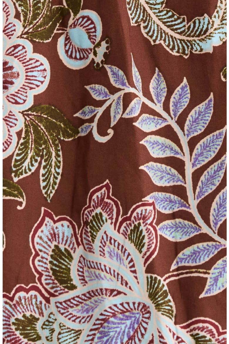 Floral Print Split Neck Shift Dress, Alternate, color, BROWN-FLORAL