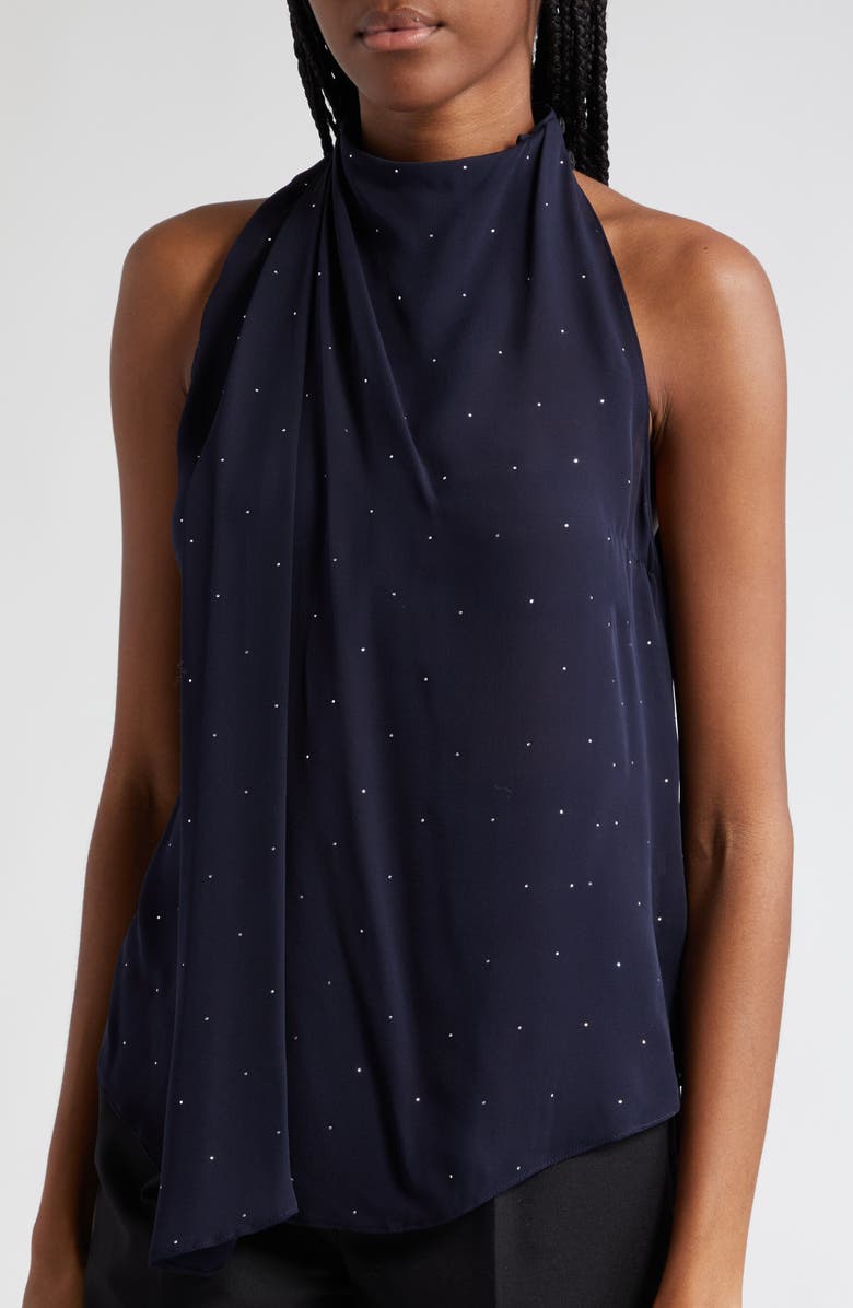 A.L.C. Amelia Embellished Silk Halter Neck Top, Alternate, color,