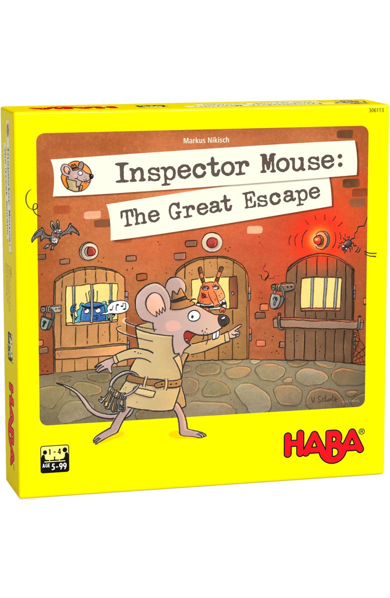 HABA Inspector Mouse The Great Escape - Detective Board Games for Family Night, Cooperative Memory Games for Ages 5+, Includes 3D Playing Board, Main, color, Yellow Multi