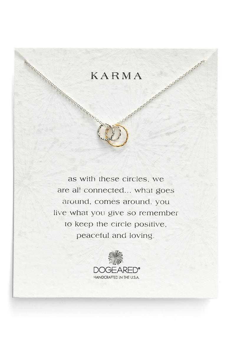 'Karma' Circle Pendant Necklace (Nordstrom Exclusive), Main, color, SILVER