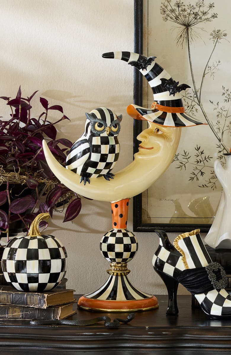 MACKENZIE CHILDS Courtly Owl On Moon Figurine, Alternate, color,