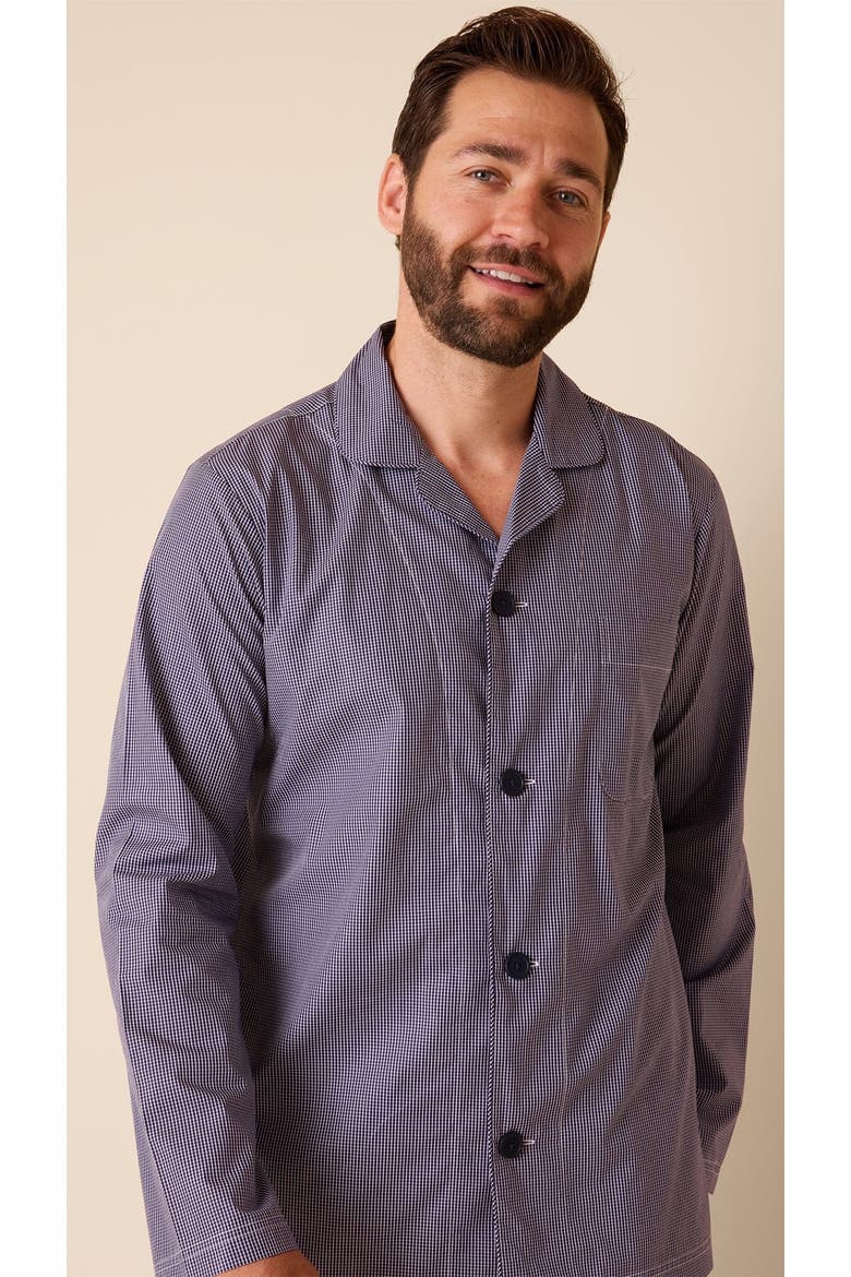 Pima Cotton Long-Sleeved Pajama Set, Alternate, color, Navy / Charleston