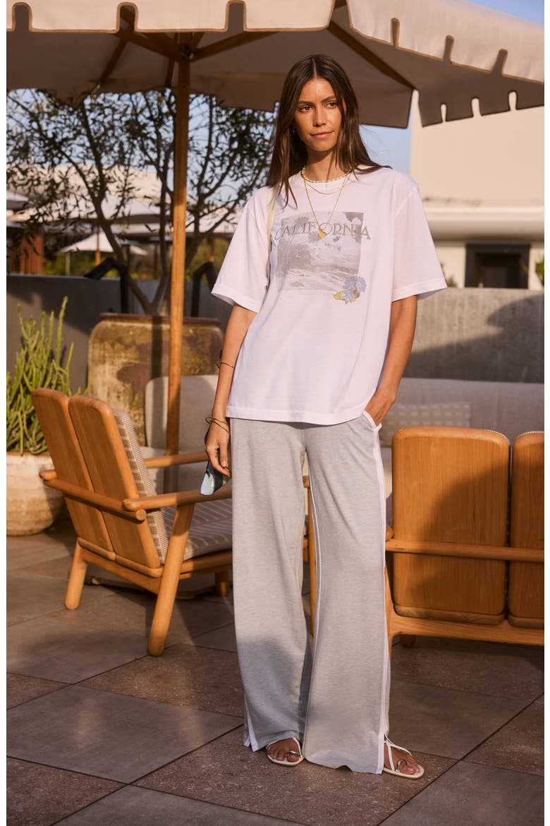 Cloud Terry Side Stripe Varsity Sweatpants, Alternate, color, HEATHER ASHLEY BLUE
