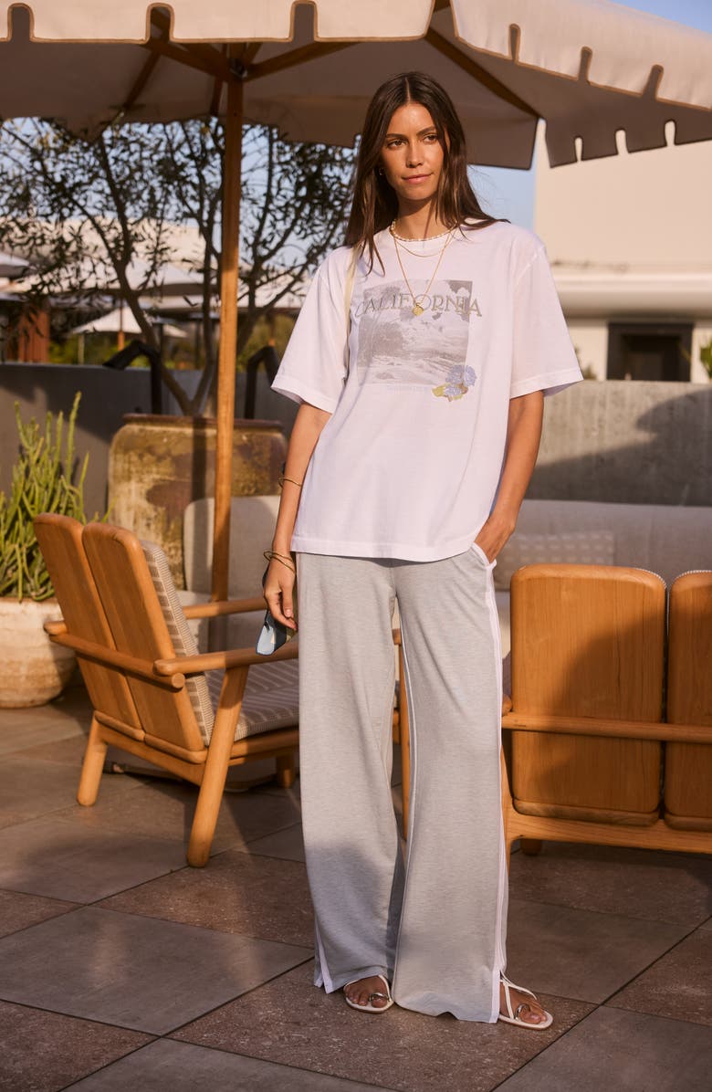 TravisMathew Cloud Terry Side Stripe Varsity Sweatpants, Alternate, color, 