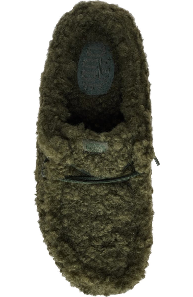 Hey Dude Wally Faux Shearling Slipper, Alternate, color, Moss