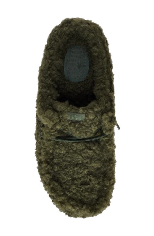 Hey Dude Wally Faux Shearling Slipper In Green