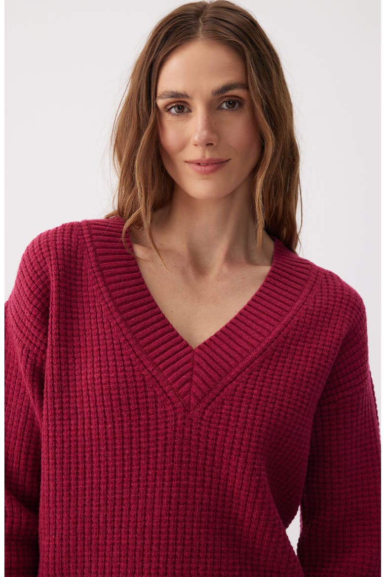 Verdun V-Neck Sweater, Alternate, color, GARNET HEATHER
