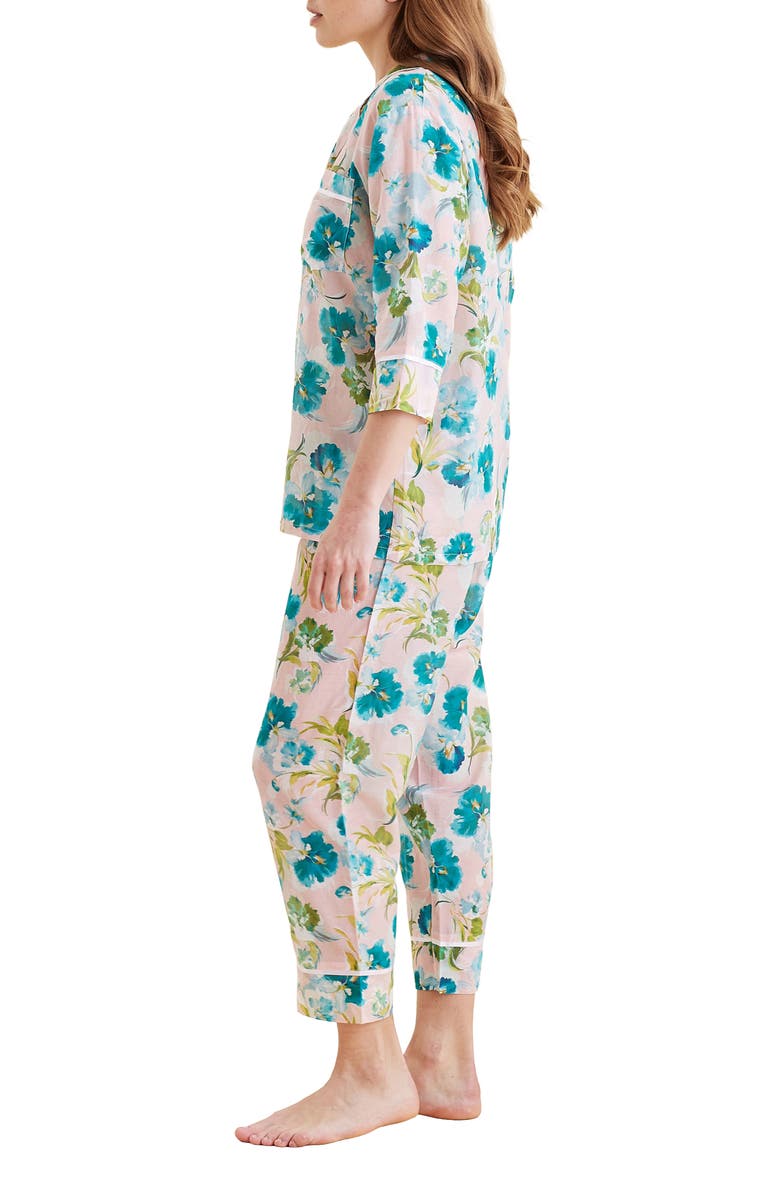 Papinelle Audrey Floral Cotton & Silk Crop Pajamas, Alternate, color,