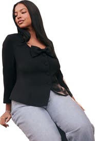 ELOQUII Scoop Neck Jacket With Bow