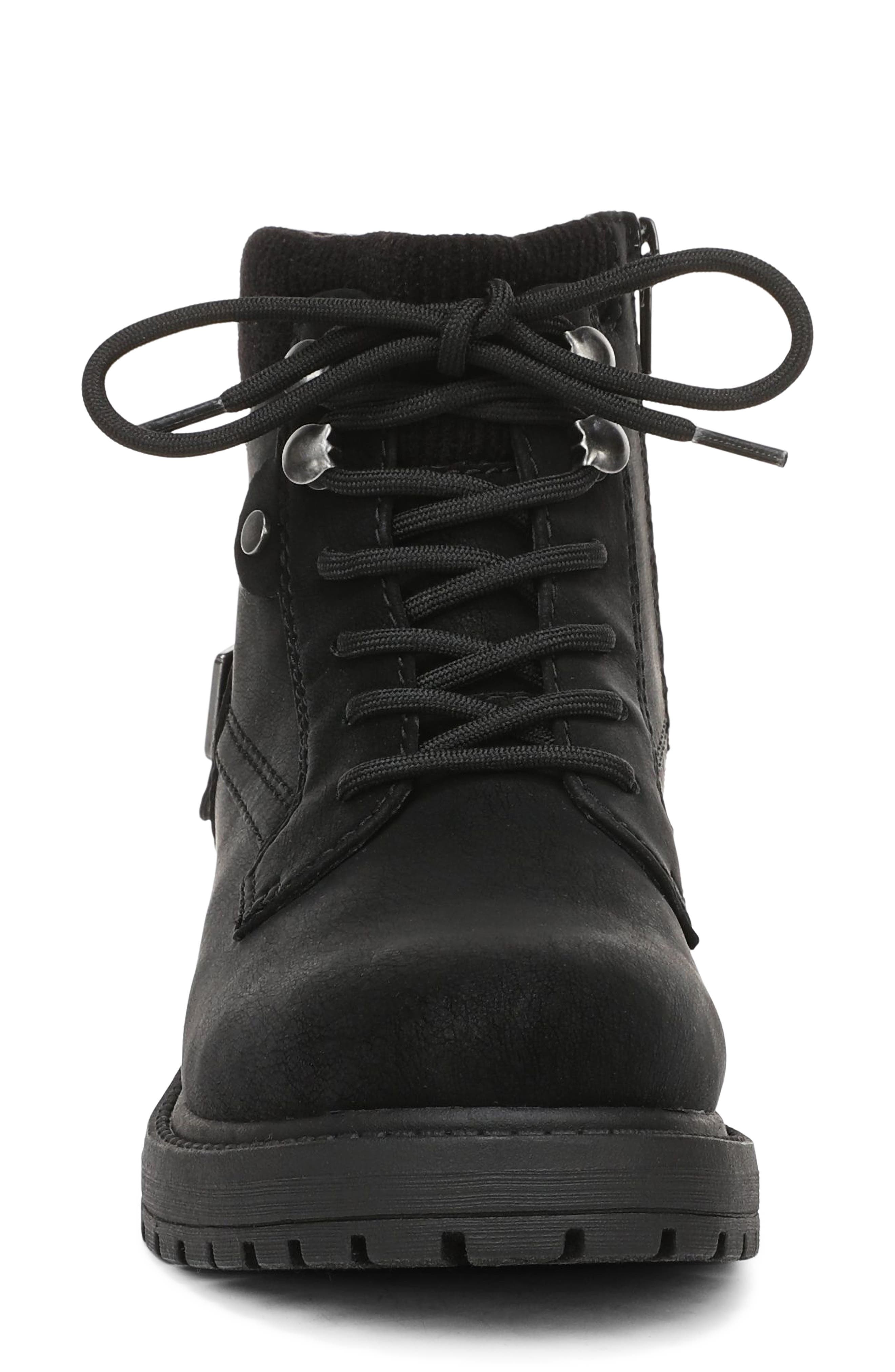 Astor Faux Leather Lace Up Bootie, Alternate, color, BLACK FAUX LEATHER