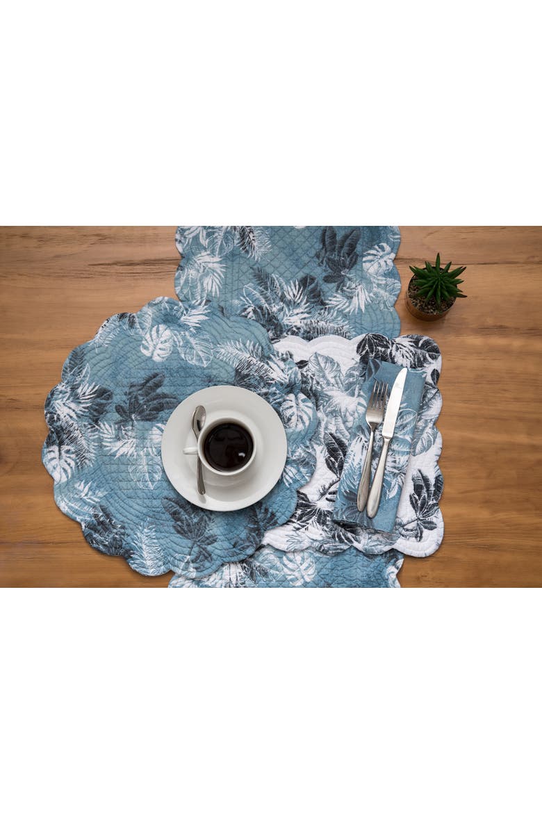 Bruno Palms Round Placemats Set of 6, 17", Alternate, color, White