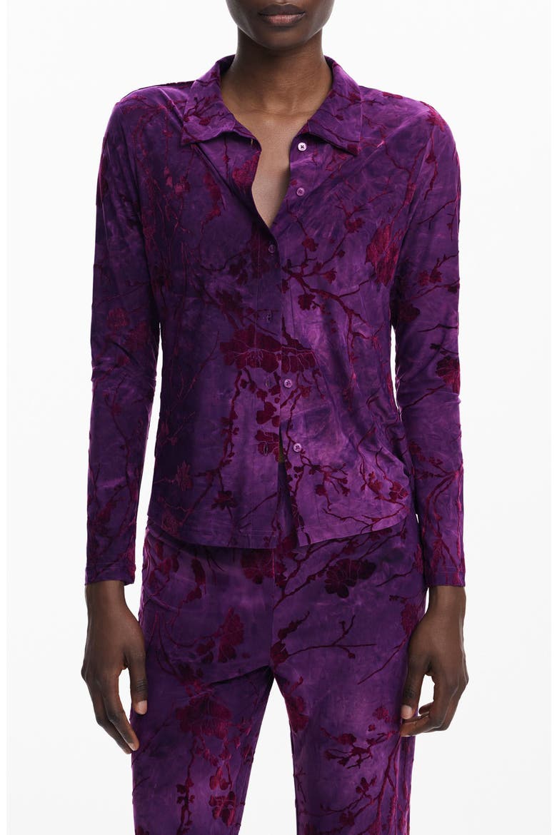 Floral Button-Up Shirt, Main, color, MEDIUM PURPLE