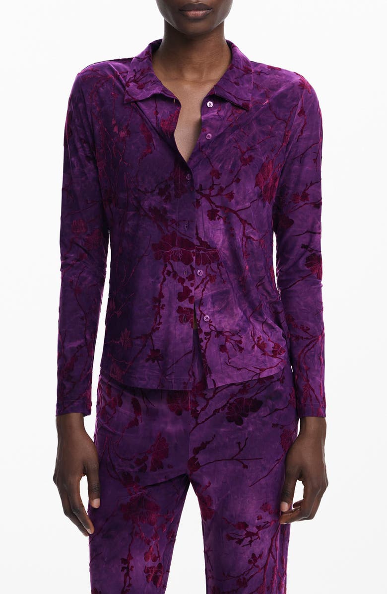 Desigual Floral Button-Up Shirt, Main, color, 
