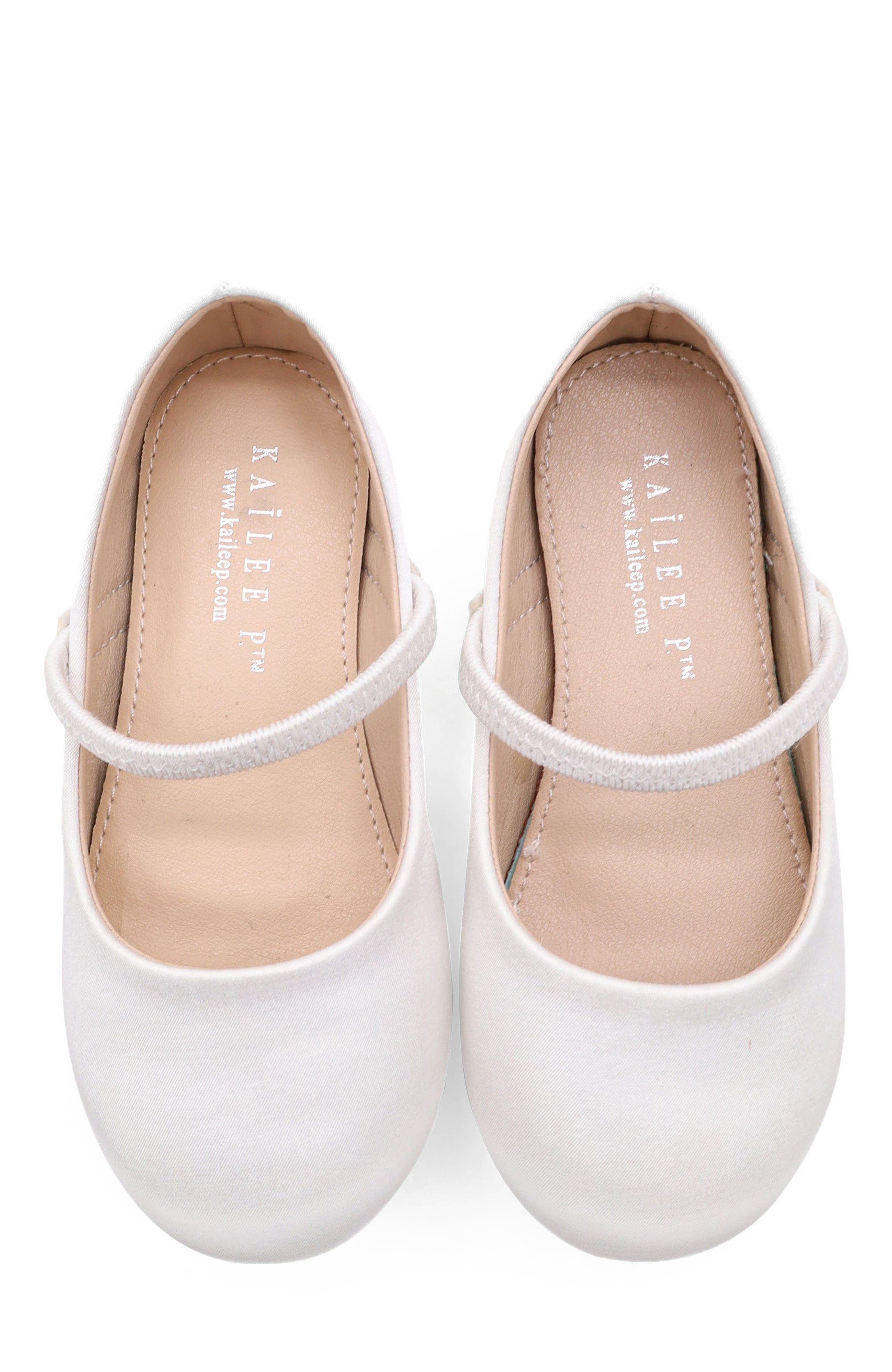 Kailee P Freeman Satin Mary Jane Flats, Alternate, color, White