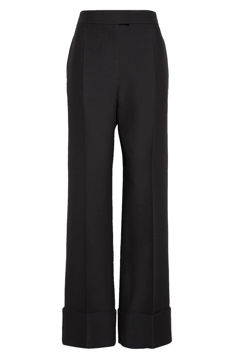 Valentino Crepe Couture Straight Leg Pants, Main, color, Black