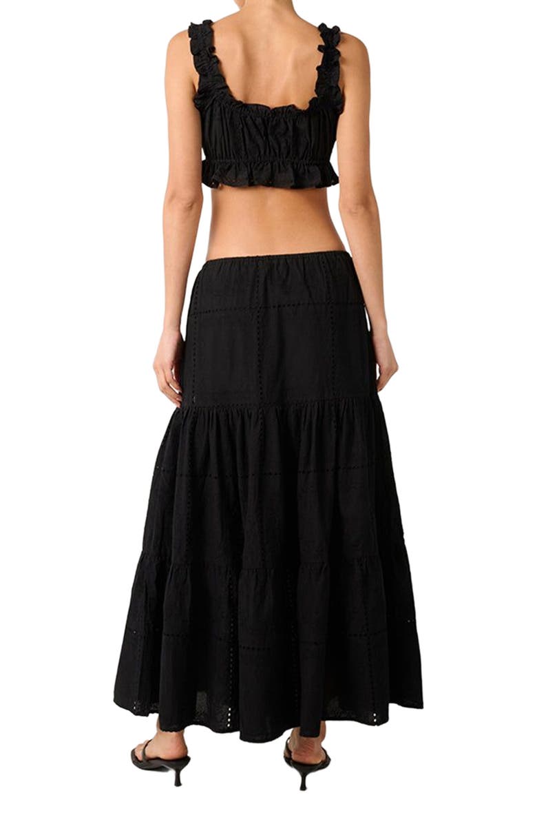 WeWoreWhat Ruffle Button Crop Top, Alternate, color, Black